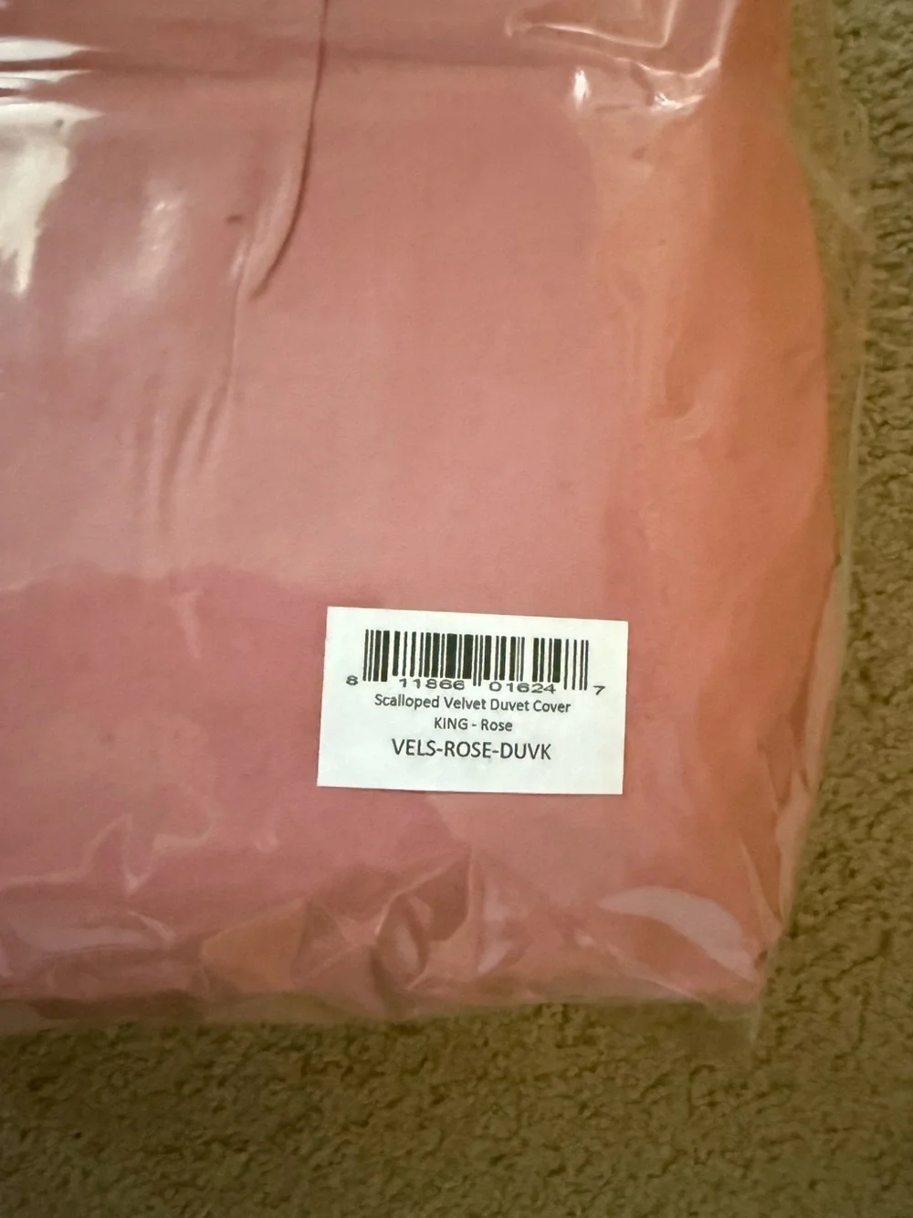 NWT Scalloped Velvet Duvet Cover Set - Rose